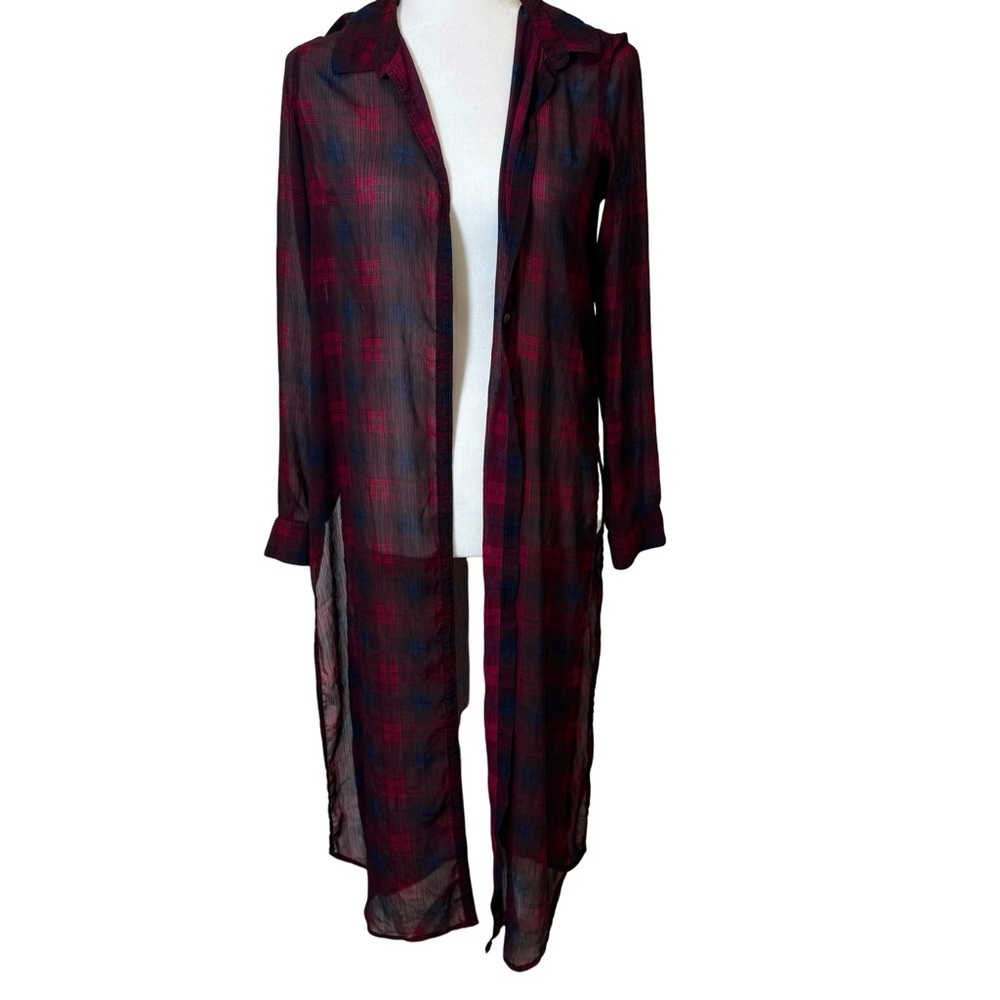 BDG Urban Outfitters Sheer Plaid Longline Cardigan